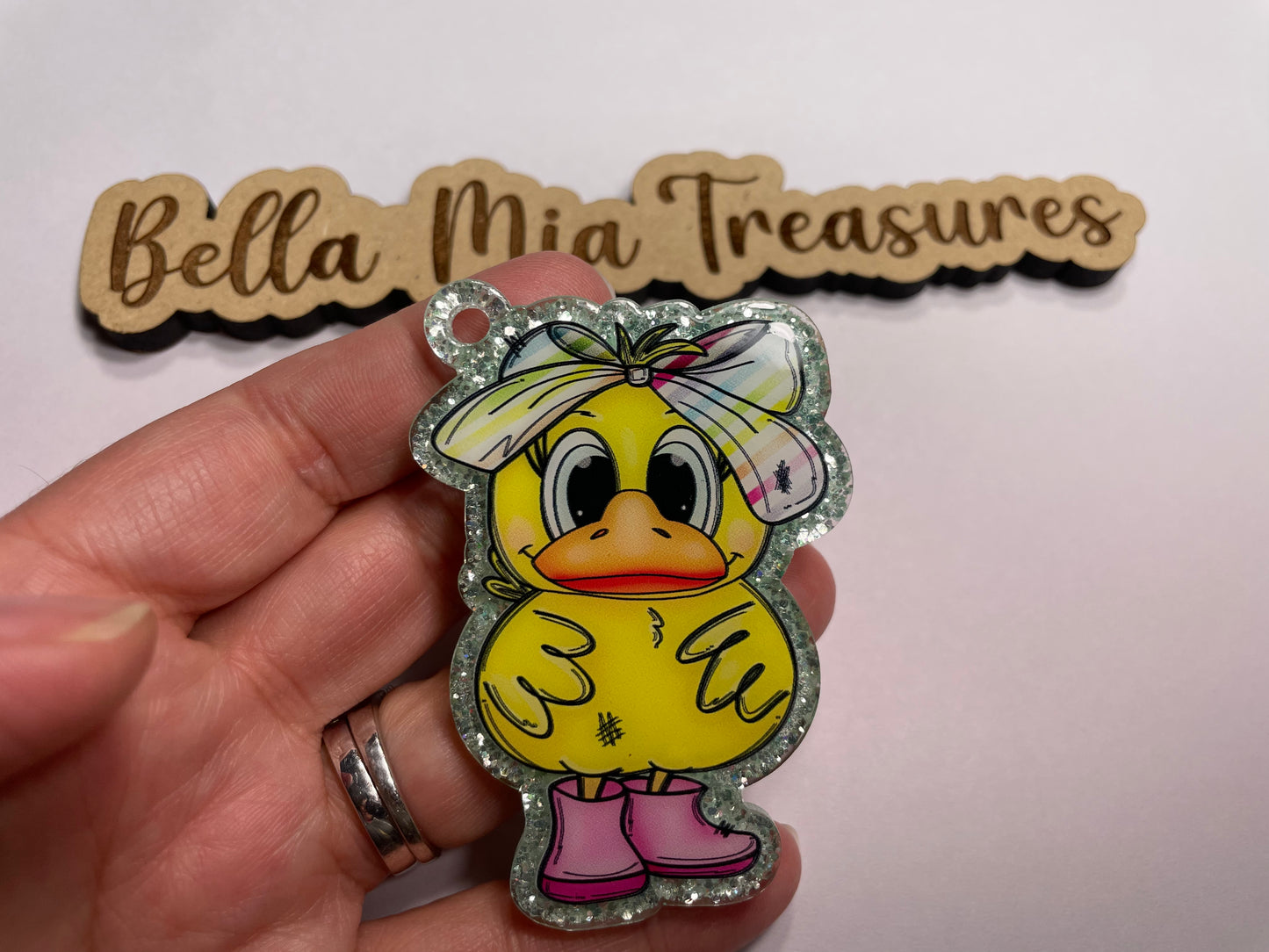 Duck with rain boots keychain