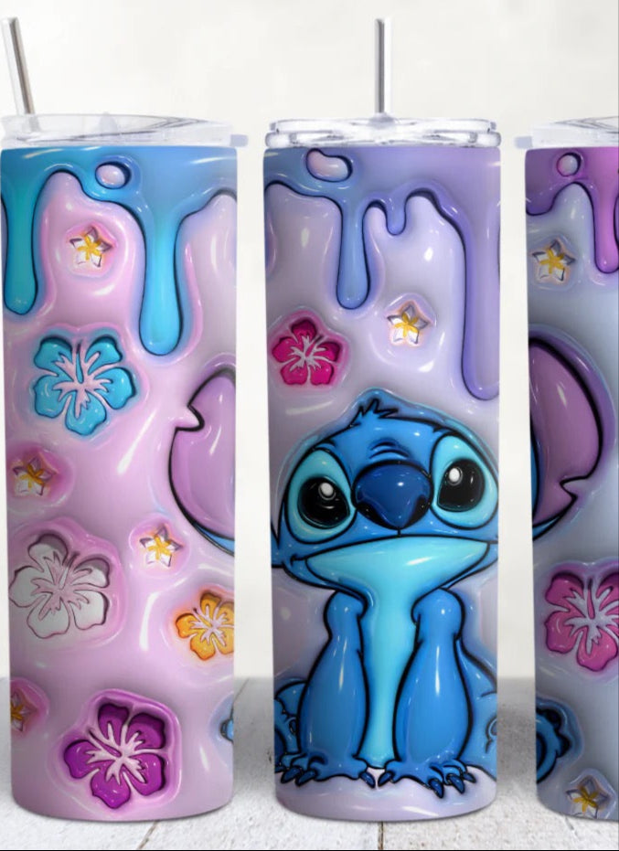 Blue Alien with Pink Tumbler
