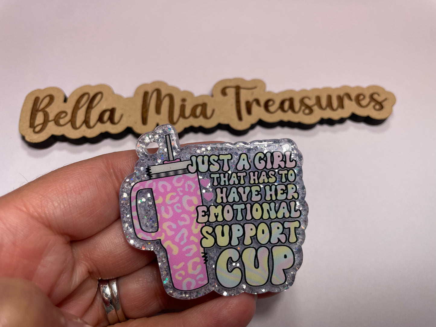Just a girl that has to have her emotional support cup keychain