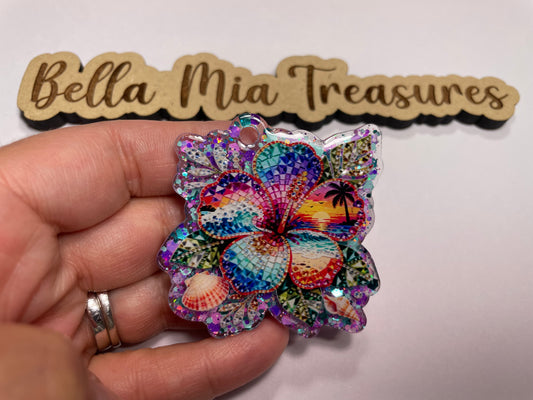 Hibiscus keychain