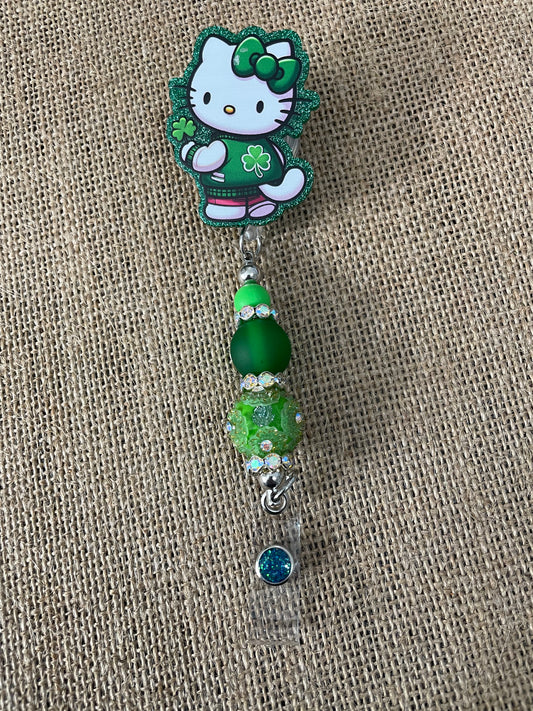 Cute White Cat Badge Reel