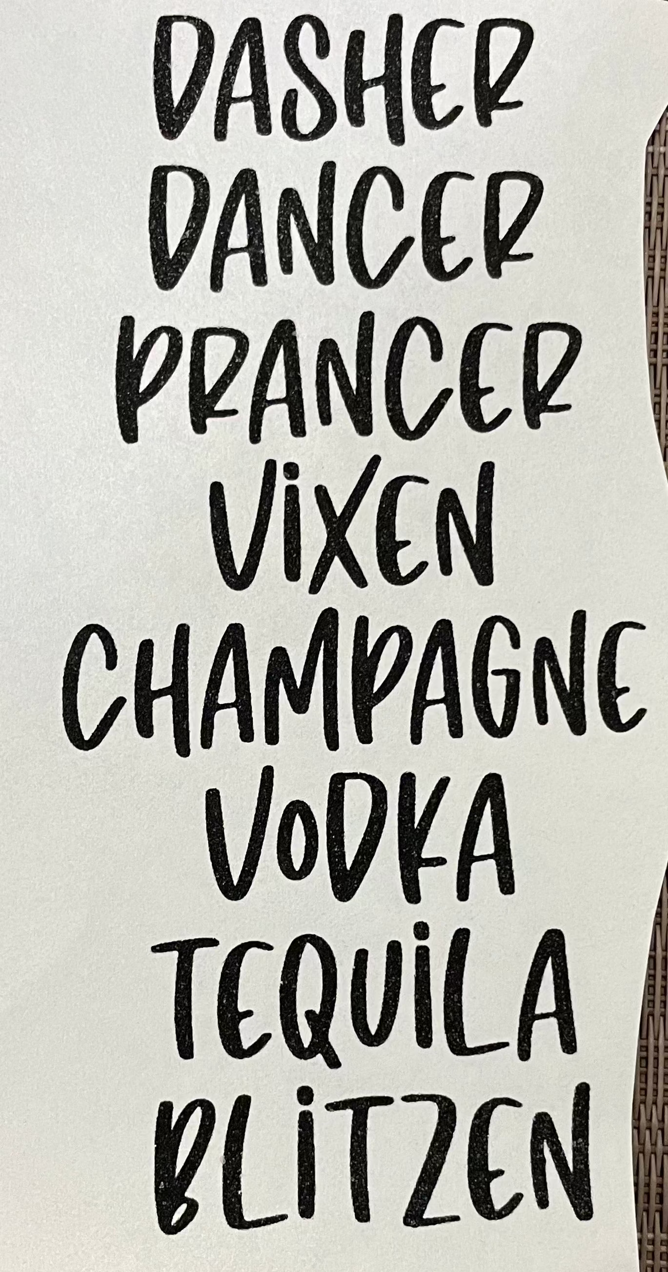 Dasher, Dancer, Prancer,etc - POCKET